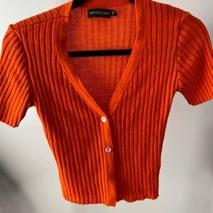 PrettyLittleThing orange button up - size S